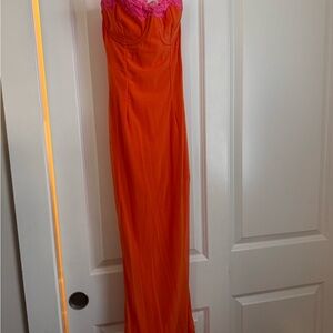 House of CB Orange and Pink maxi dress